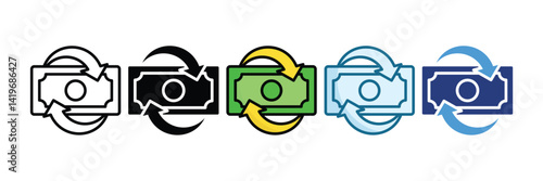 Cash Flow Icon Set Multiple Style Collection