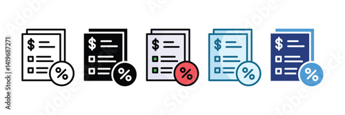 Tax Document Icon Set Multiple Style Collection