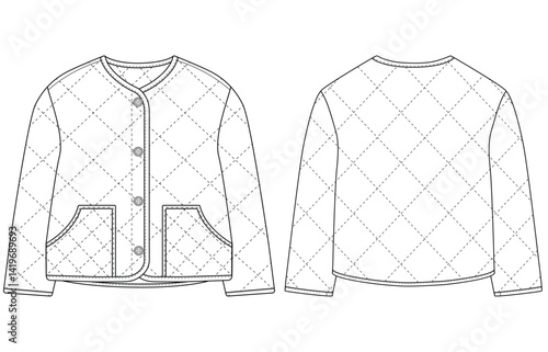 baby Kids Girls Clothing Quilted Collarless Jacket vector illustration design