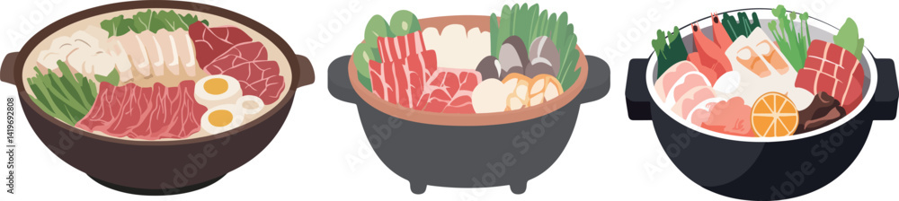 Cartoon hot pot food illustration material