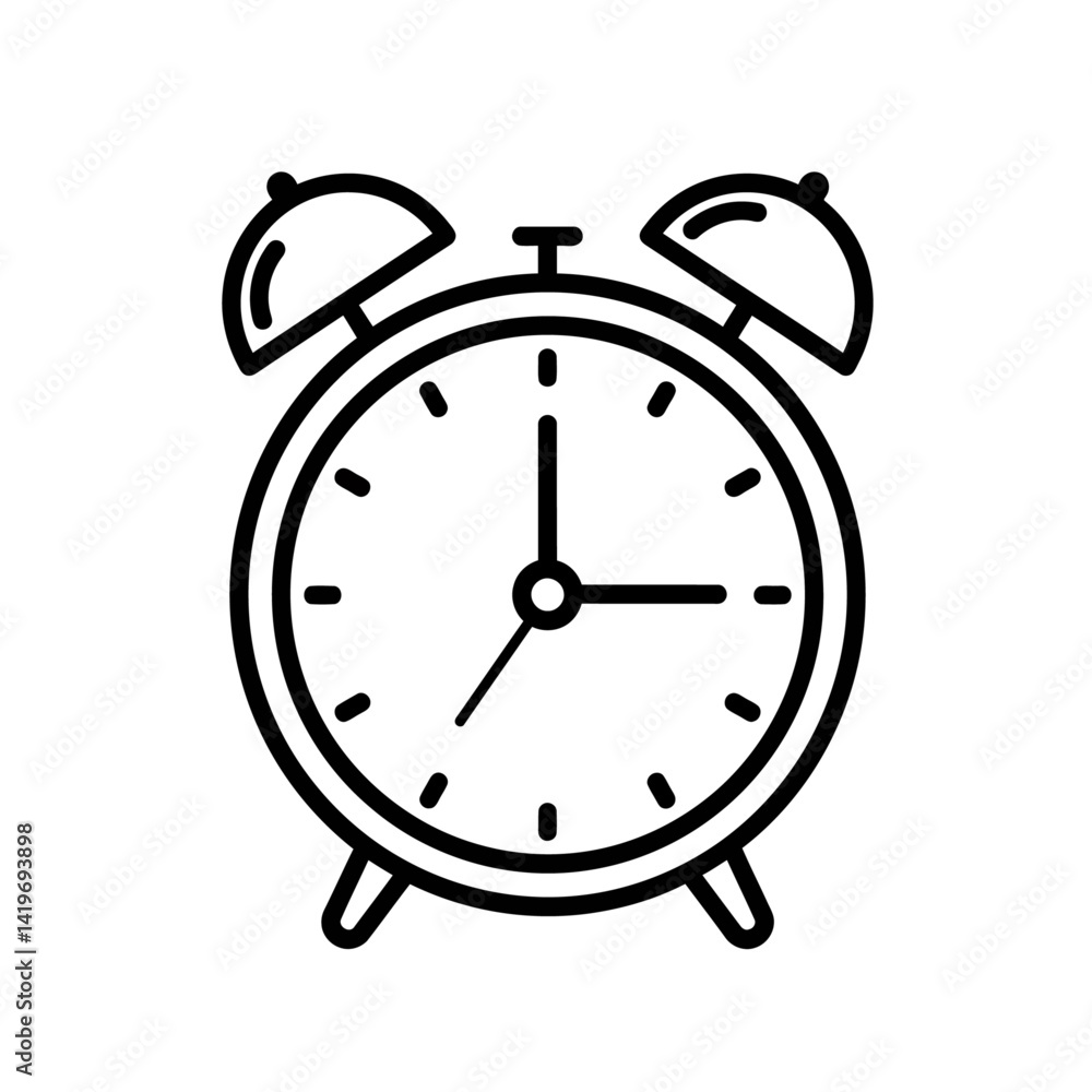 Classic Bell Clock Vector – Minimal Line Art for Time Management Classic Bell Clock Vector – Minimal Line Art for Time Management