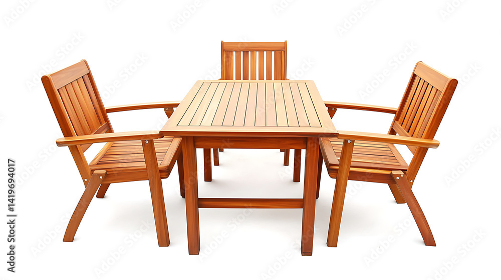 A wooden table with four chairs around it A wooden table with four chairs around it