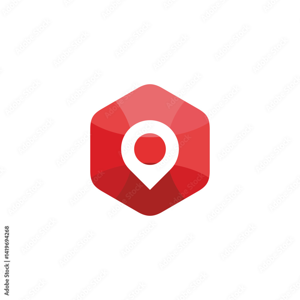Hexagon Point Location Logo design vector template isolated on white background