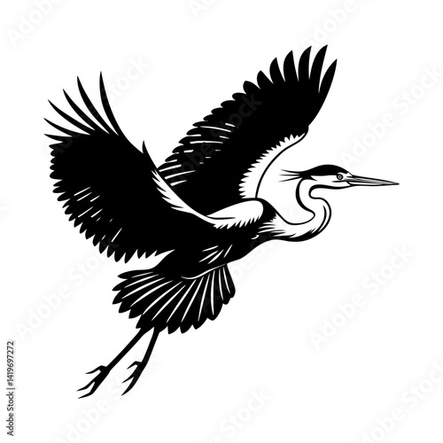 Download Heron Are Flying  Silhouette Vector Art Illustration White Background  Svg File For Design.