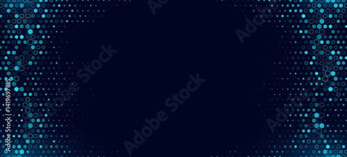 Abstract background of blue hexagons for Business or Science online webinar. Futuristic honeycomb mosaic. Medical research presentation. Vector Illustration backdrop. EPS 10