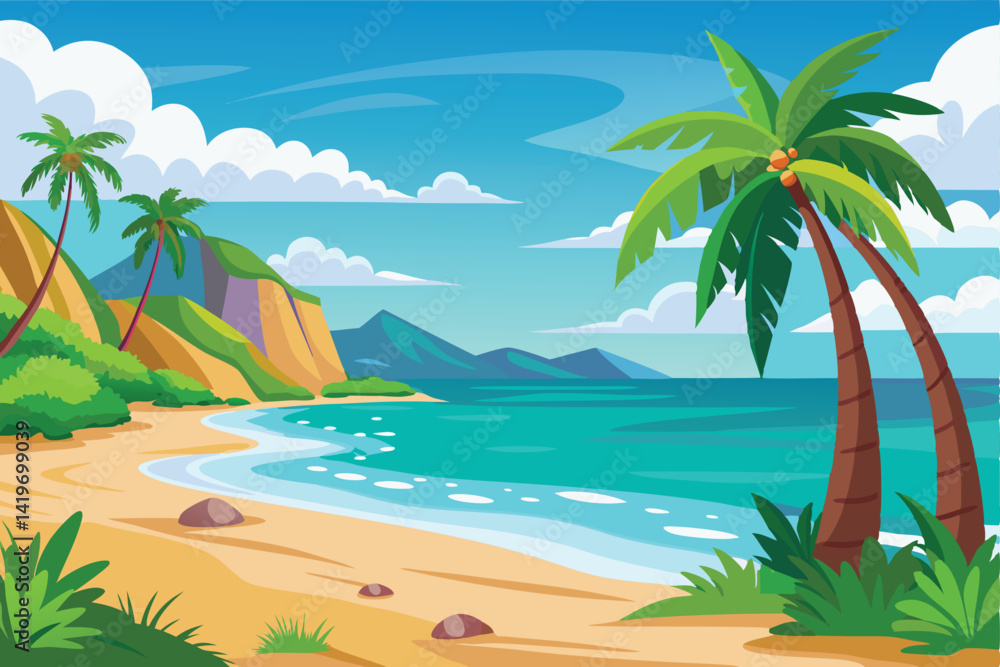 Vector Art Beach Background Vector Art Beach Background