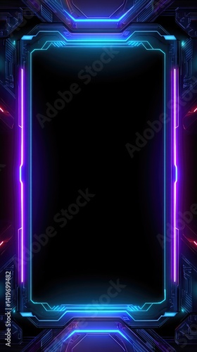 Neon Tech Frame: Glowing Purple and Blue Digital Border