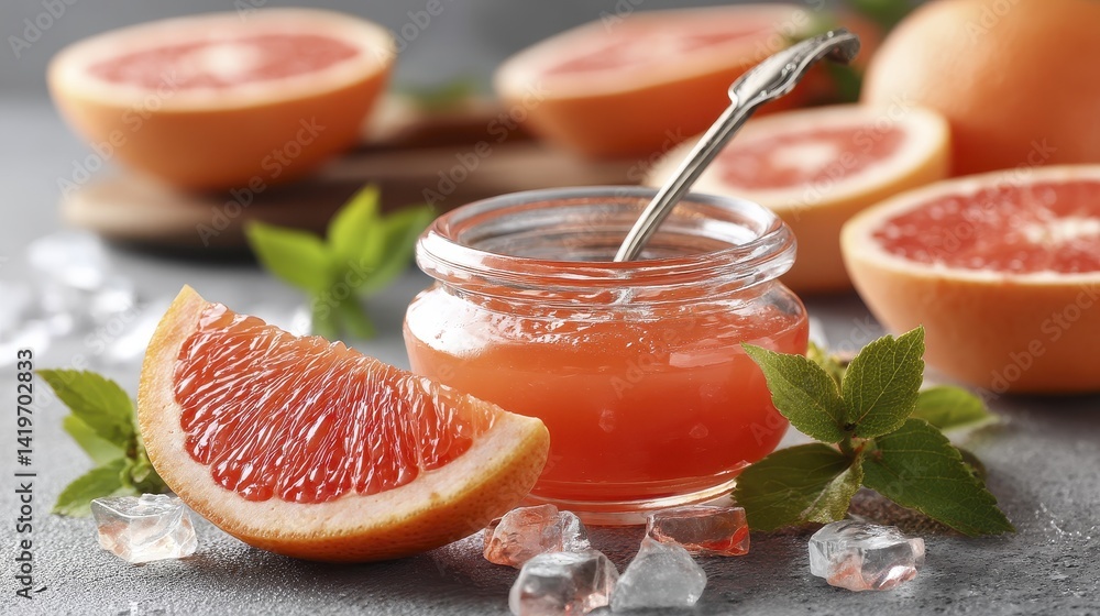 A halved grapefruit revealing its juicy flesh, nestled amongst citrus curd - resolution halved grapefruit appetizing c A halved grapefruit revealing its juicy flesh, nestled amongst citrus curd - resolution halved grapefruit appetizing c