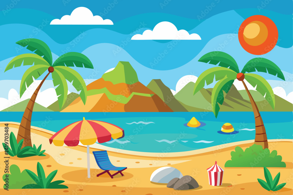 Obraz premium Vector Art Beach Background