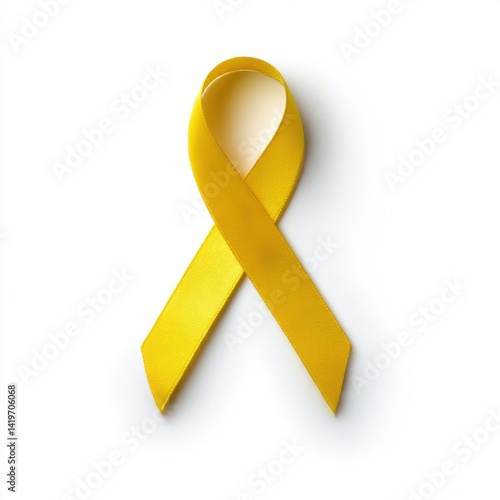 A yellow ribbon symbol isolated on white background