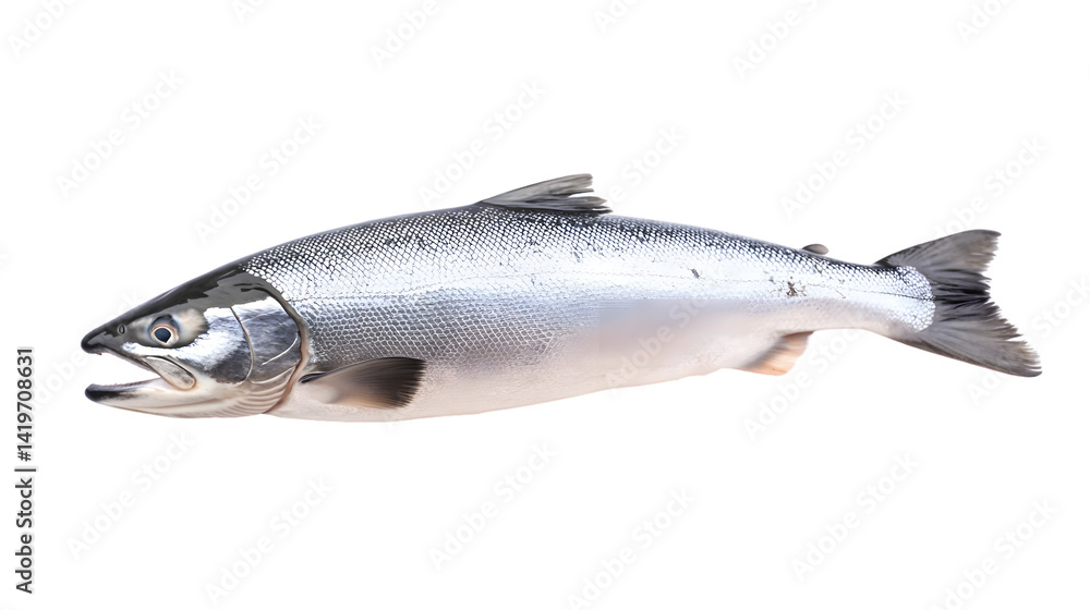 Obraz premium Fresh Silver Salmon Isolated on White Background