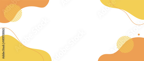 流体シェイプの背景イラスト素材　flat hand drawn fluid shapes background.Cute abstract shapes.Vector loose frame.