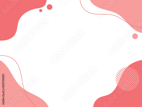 流体シェイプの背景イラスト素材　flat hand drawn fluid shapes background.Cute abstract shapes.Vector loose frame.
