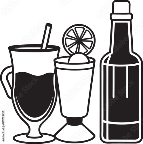 set of different drinks