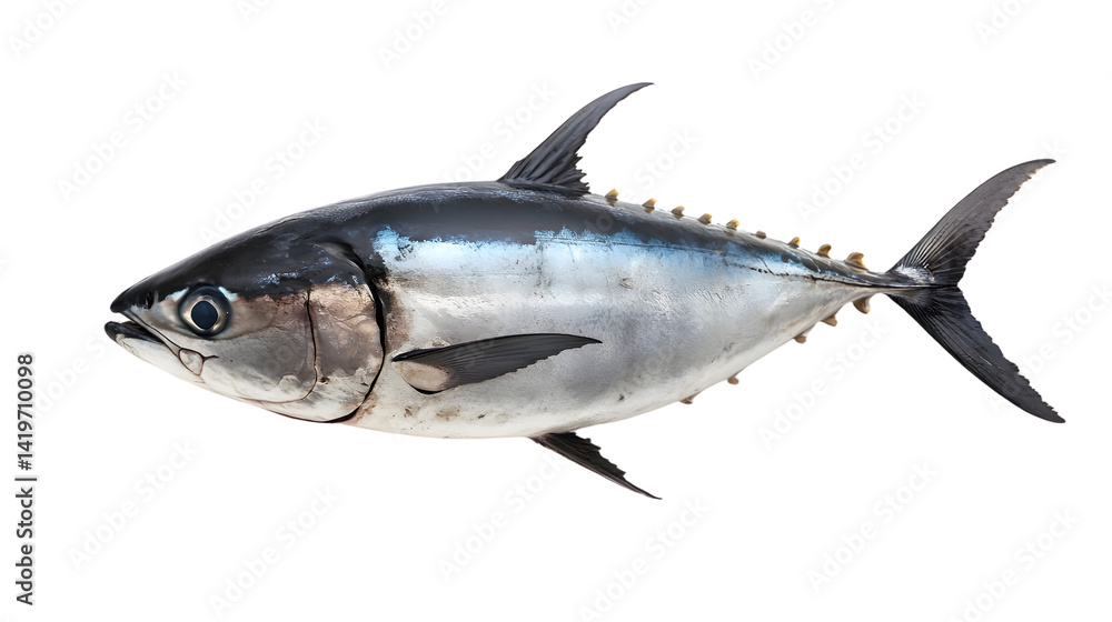 Fototapeta premium Fresh Bluefin Tuna on White Background - Professional Stock Photo