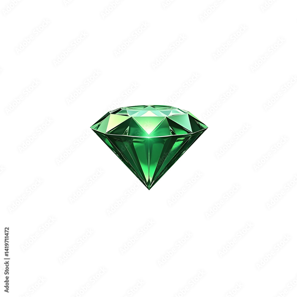 Radiant Green Gemstone Reflecting on a Vibrant Emerald Background Radiant Green Gemstone Reflecting on a Vibrant Emerald Background
