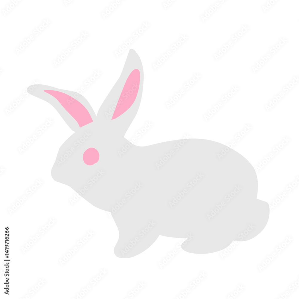 flat cartoon rabbit vector illustration isolated on white background flat cartoon rabbit vector illustration isolated on white background