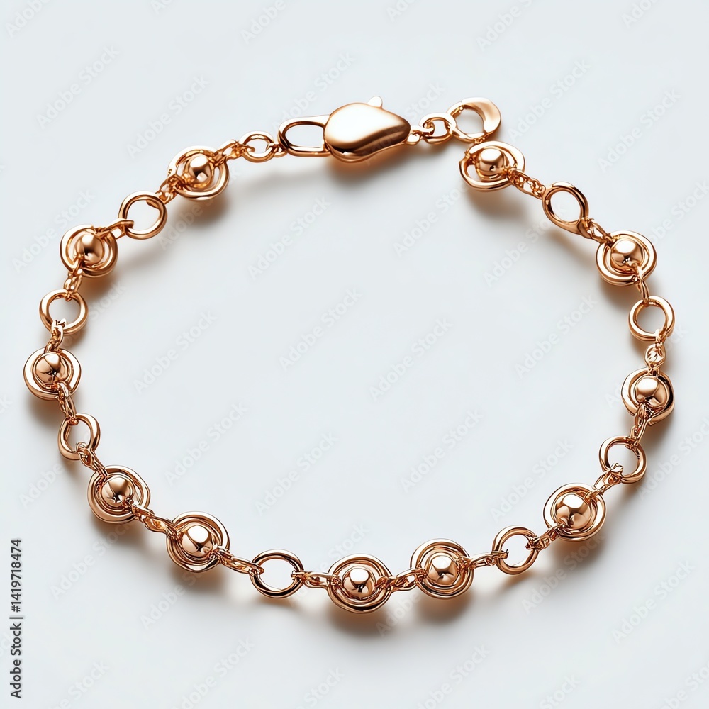 Obraz premium Elegant Rose Gold Bracelet with Delicate Circles and Beads, a Stunning Accessory for Any Occasion