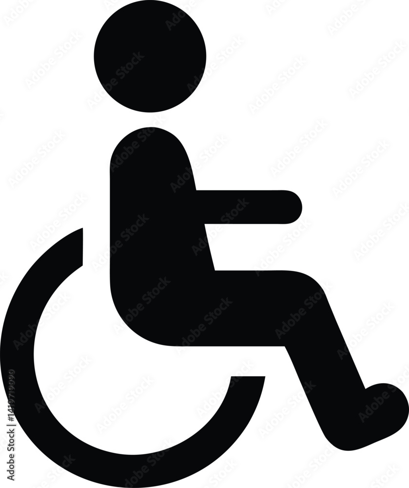 Person in Wheelchair Icon, Simple Vector Graphic Person in Wheelchair Icon, Simple Vector Graphic