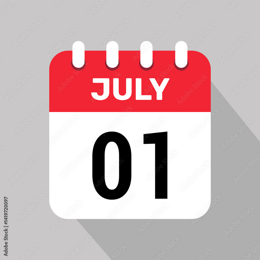 calendar 1 july icon vector date month illustration background. calendar 1 july icon vector date month illustration background.