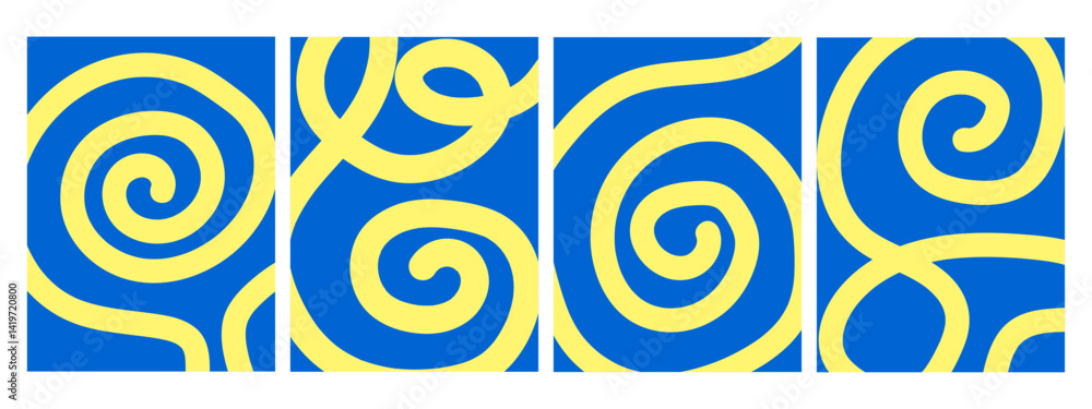 Fototapeta premium Abstract poster set. Modern abstract art design with wavy shapes and lines. Templates for celebration, advertising, branding, banner, cover, label, poster, background etc.