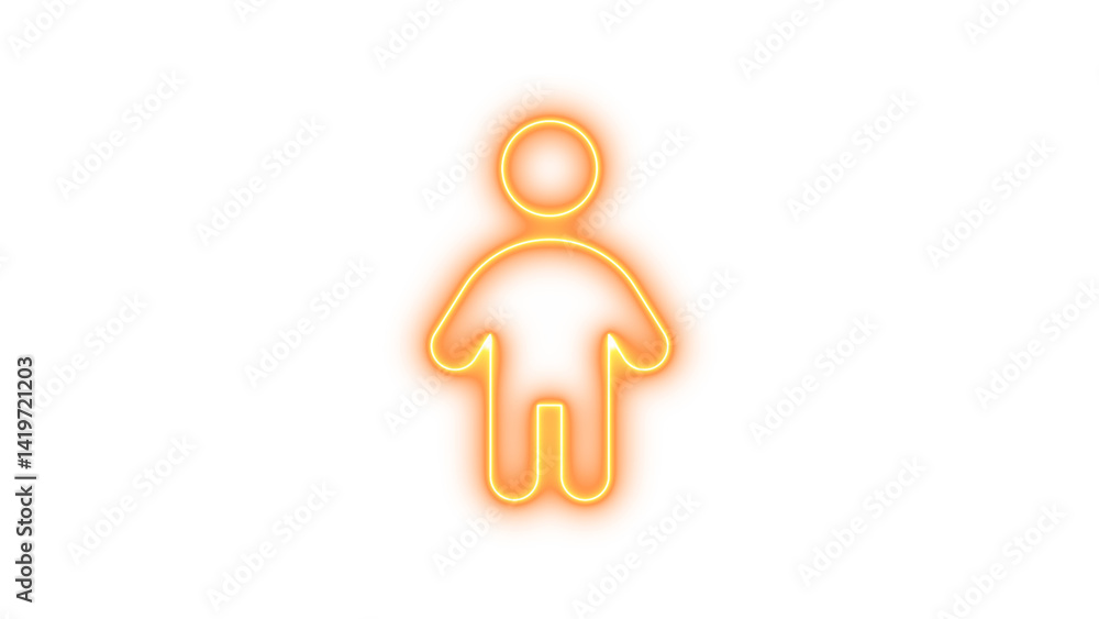 Neon child icon brown color glow with transparent background Neon child icon brown color glow with transparent background