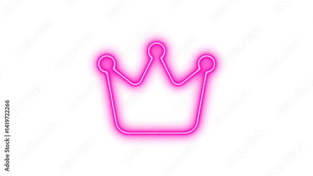 Neon crown icon pink color glow with transparent background Neon crown icon pink color glow with transparent background