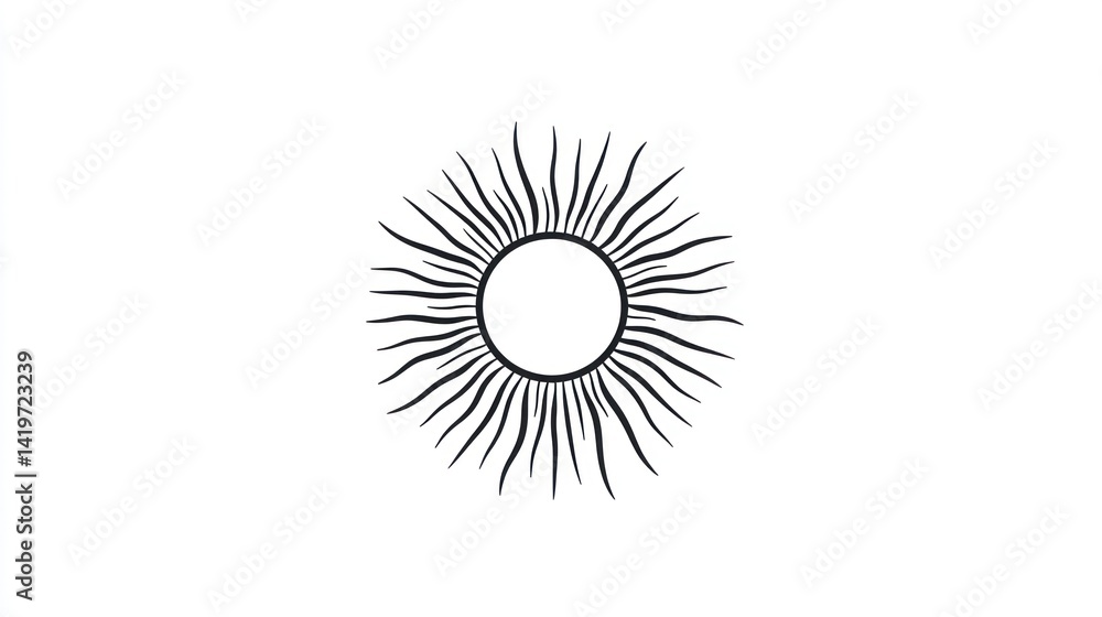Fototapeta premium Simple sun graphic on white background