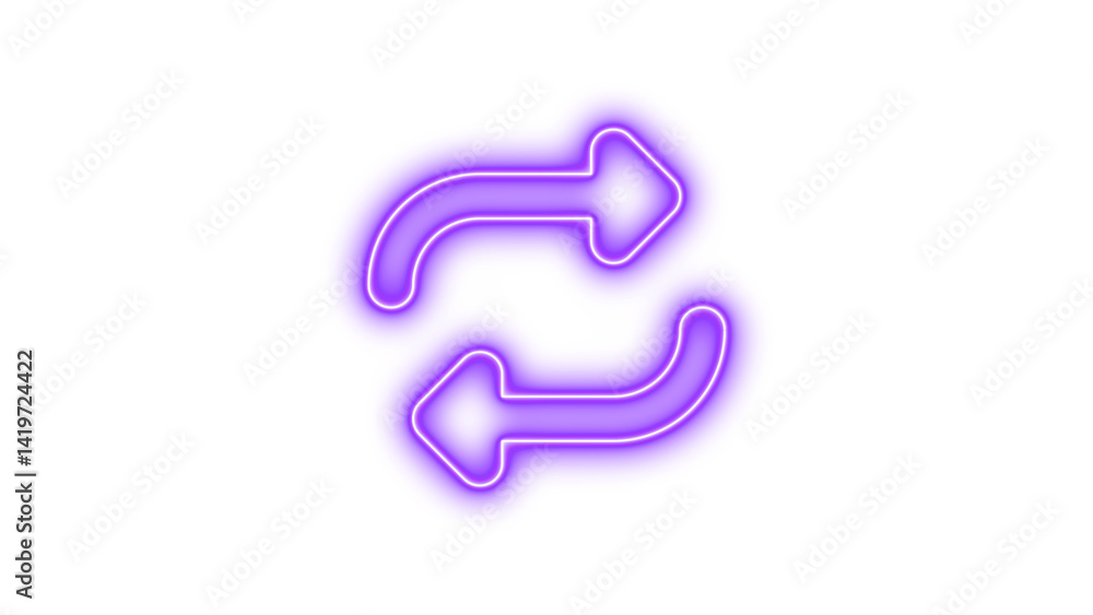 Neon repeat icon purple color glow with transparent background Neon repeat icon purple color glow with transparent background