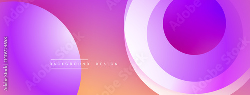 Abstract gradients form overlapping circles. Purple, pink, orange hues create modern background design. Smooth transitions define shapes.