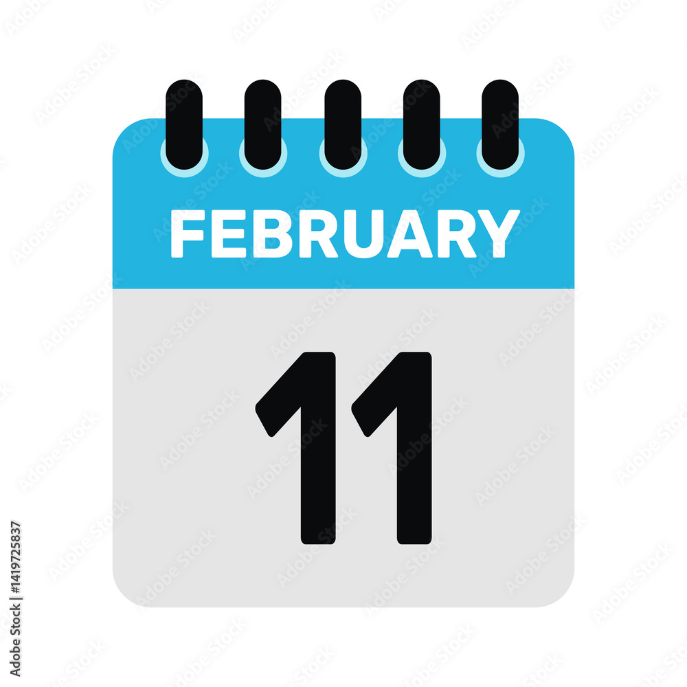 february 11 calendar icon reminder Vector design Illustration. february 11 calendar icon reminder Vector design Illustration.