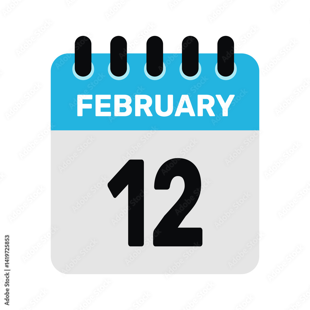 february 12 calendar icon reminder Vector design Illustration. february 12 calendar icon reminder Vector design Illustration.