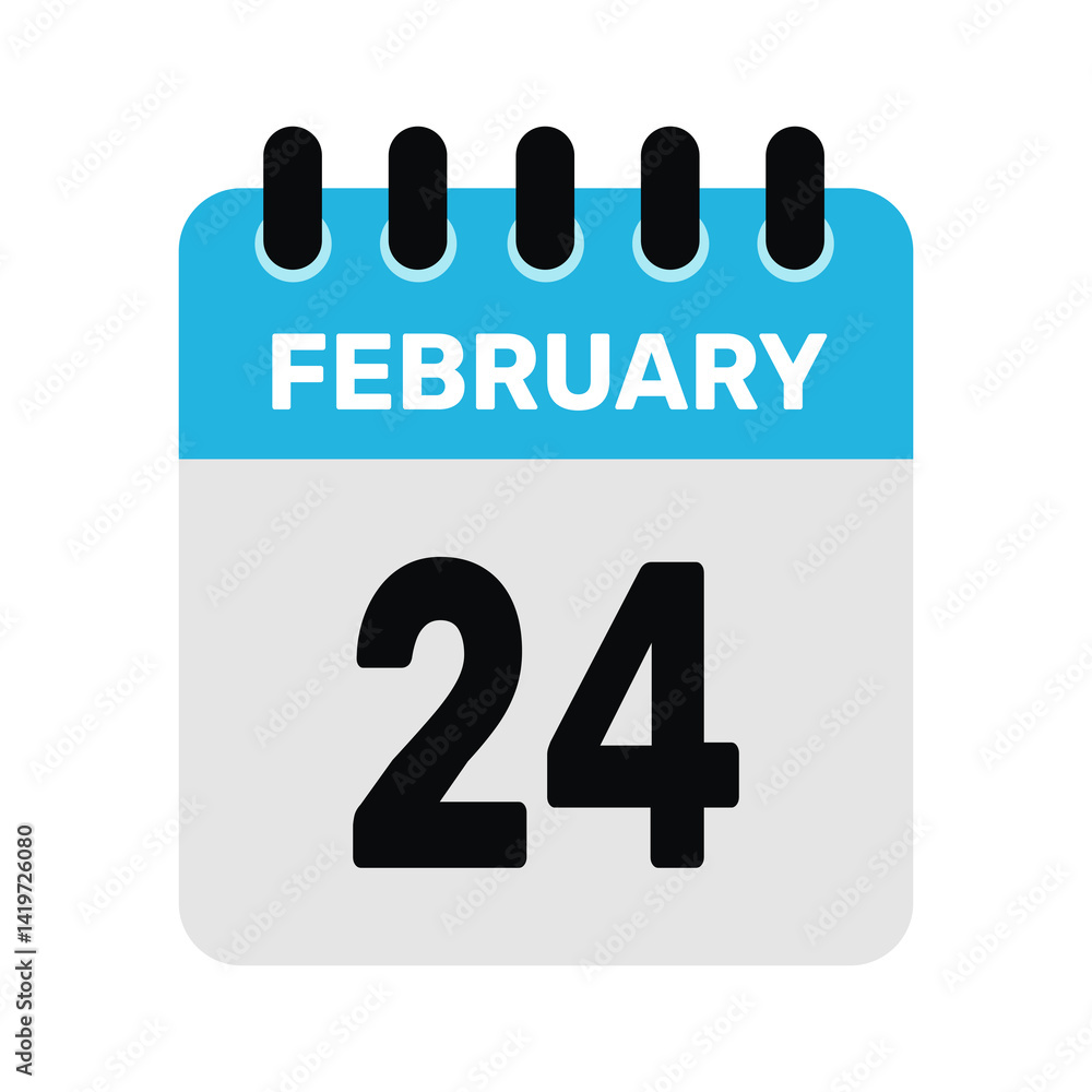 february 24 calendar icon reminder Vector design Illustration. february 24 calendar icon reminder Vector design Illustration.