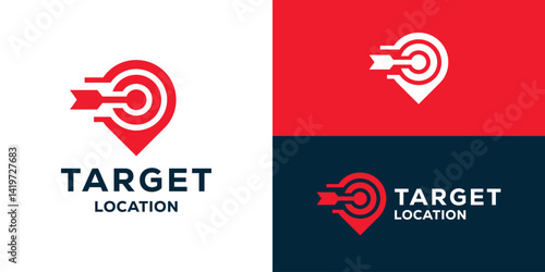 Simple target location logo template. Target point logo design vector illustration.