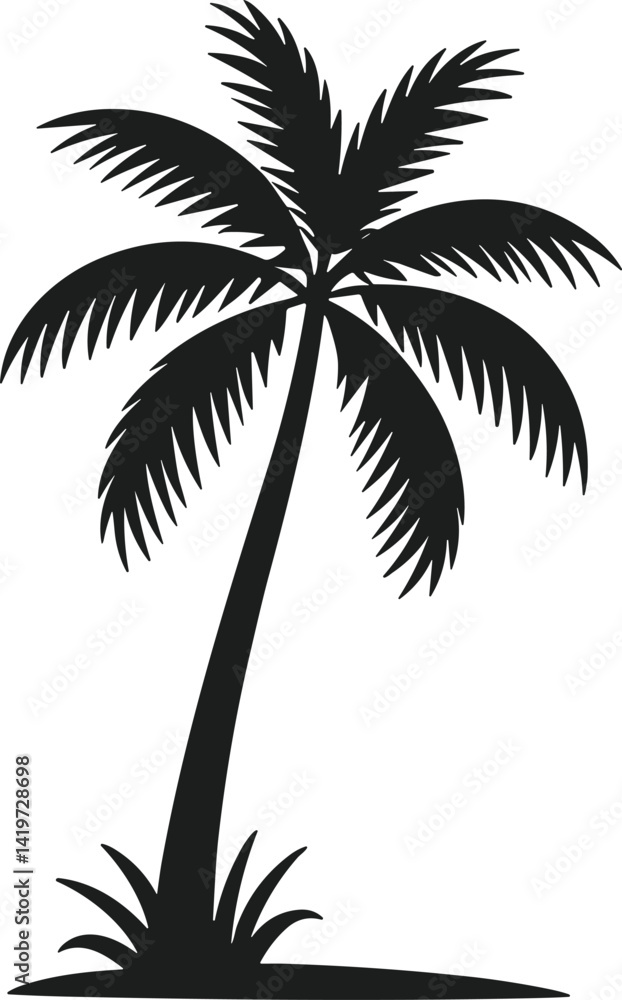 Fototapeta premium Tropical Palm Tree Silhouette Vector – Summer Beach Paradise Illustration