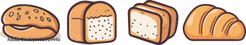 Cartoon bread food illustration material

