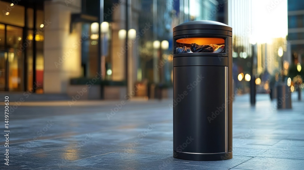 City Street Trash Can at Dusk City Street Trash Can at Dusk