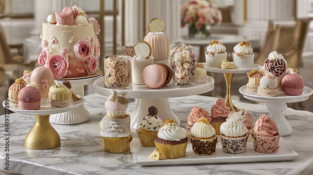 custom made wallpaper toronto digitalA lavish display of assorted cookies, cupcakes, and petit fours, decorated with intricate details - intricate icing pastries