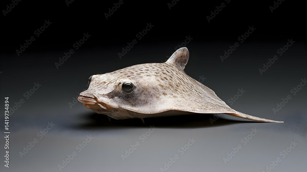 Obraz premium Spotted Fish Ray Against Dark Background
