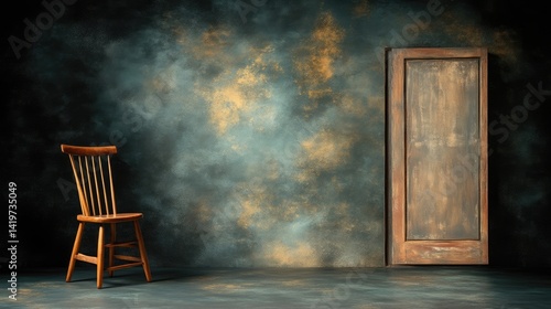 Empty room with chair and door