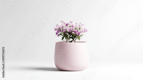 Wallpaper Mural Pink planter with small purple flowers Torontodigital.ca
