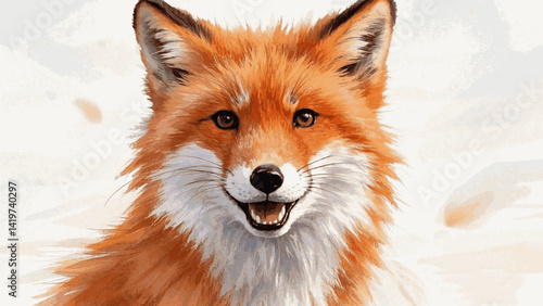 Moonlit guardian of the tundra arctic fox smile happy isolated watercolor vector illustration svg 