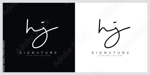 HJ Initial handwriting logo vector template