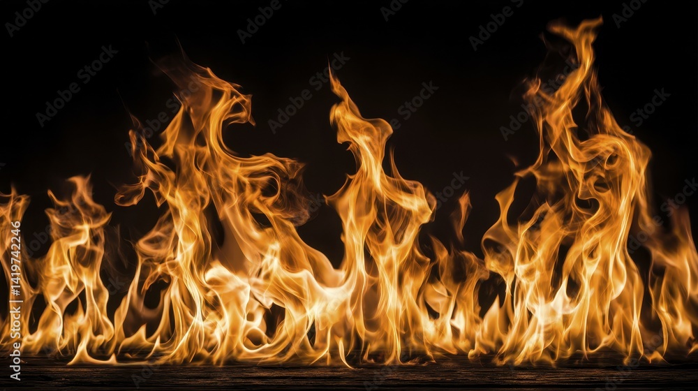 Obraz premium Dark ominous black flames burning intense-1 - destruction charred danger heat hellish