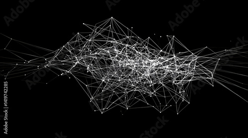 Abstract Geometric Design With White Shapes On Black Background