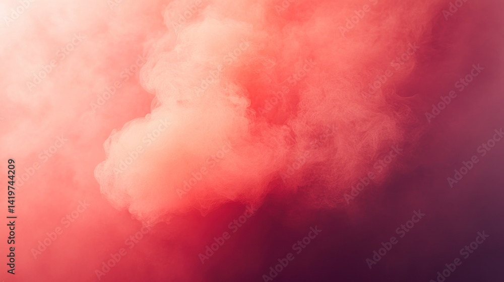 Fototapeta premium Vibrant, reddish-pink smoke plumes fill the image.