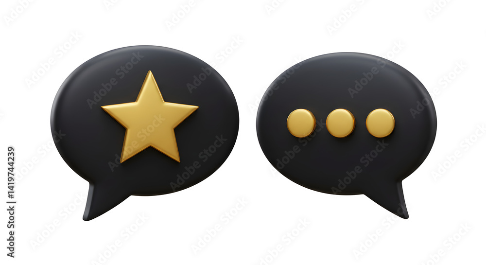 Speech Bubbles with Star and Dots for Feedback or Conversation Speech Bubbles with Star and Dots for Feedback or Conversation