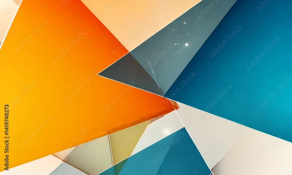 Abstract geometric shapes in vibrant colors with reflections, creating a modern design aesthetic Abstract geometric shapes in vibrant colors with reflections, creating a modern design aesthetic