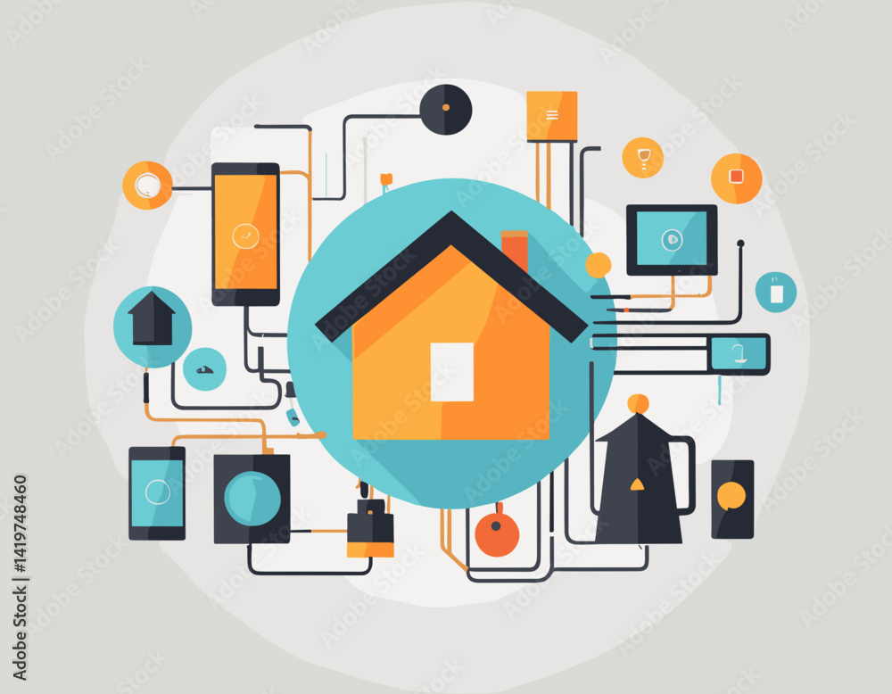 Connected Home Devices Vector Concept Connected Home Devices Vector Concept