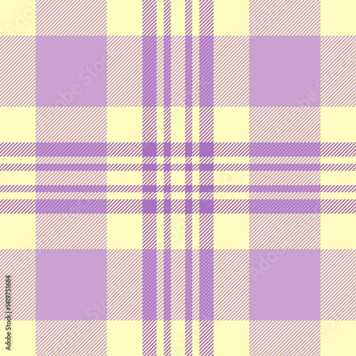 Soft pastel plaid pattern in lilac and pale yellow.  Ideal for textile design, fashion,  wrapping paper, or website backgrounds.